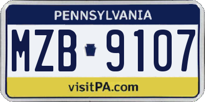 PA license plate MZB9107