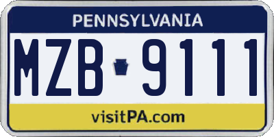 PA license plate MZB9111