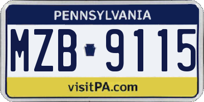PA license plate MZB9115