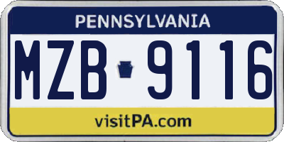 PA license plate MZB9116