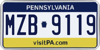 PA license plate MZB9119