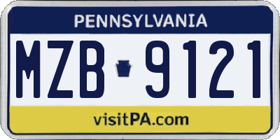 PA license plate MZB9121