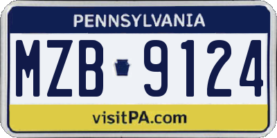 PA license plate MZB9124