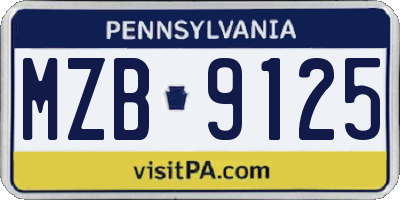 PA license plate MZB9125