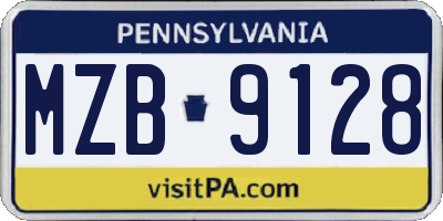 PA license plate MZB9128