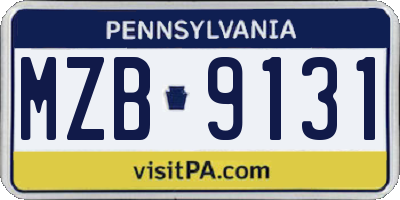 PA license plate MZB9131