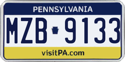 PA license plate MZB9133