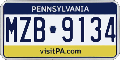 PA license plate MZB9134