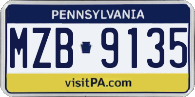 PA license plate MZB9135