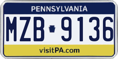 PA license plate MZB9136