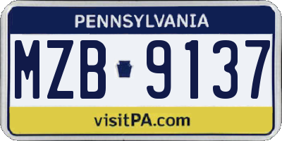 PA license plate MZB9137