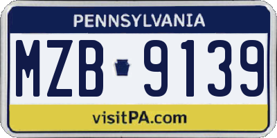 PA license plate MZB9139