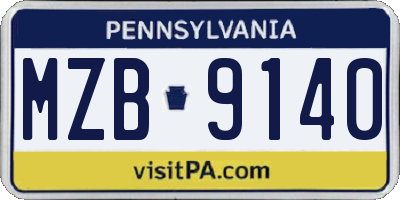 PA license plate MZB9140