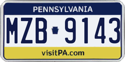PA license plate MZB9143