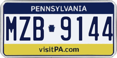 PA license plate MZB9144