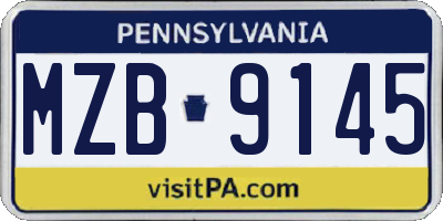 PA license plate MZB9145