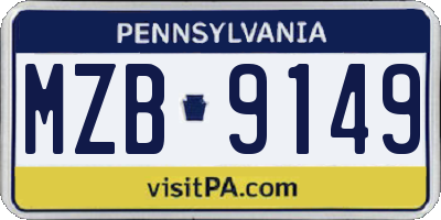 PA license plate MZB9149