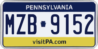PA license plate MZB9152