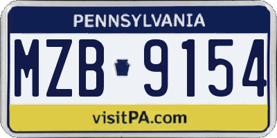 PA license plate MZB9154