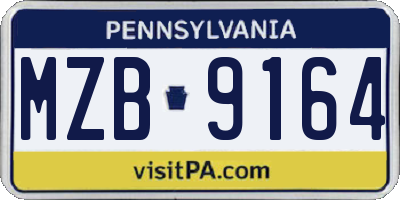PA license plate MZB9164