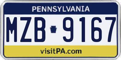 PA license plate MZB9167