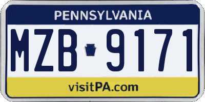 PA license plate MZB9171