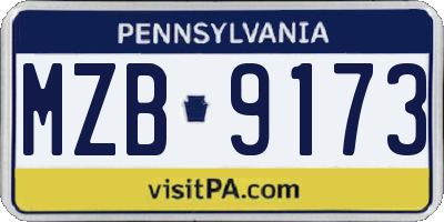 PA license plate MZB9173