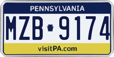 PA license plate MZB9174