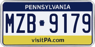 PA license plate MZB9179