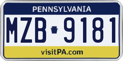 PA license plate MZB9181