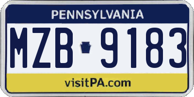PA license plate MZB9183