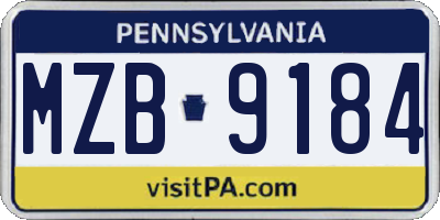 PA license plate MZB9184