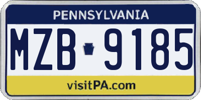 PA license plate MZB9185
