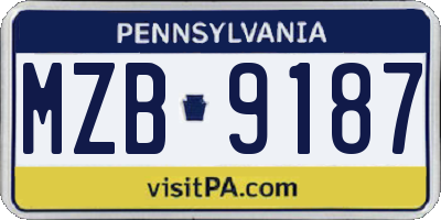 PA license plate MZB9187