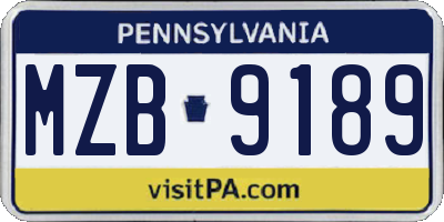 PA license plate MZB9189