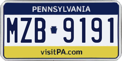 PA license plate MZB9191