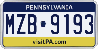 PA license plate MZB9193