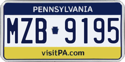 PA license plate MZB9195