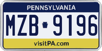 PA license plate MZB9196