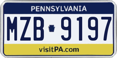 PA license plate MZB9197