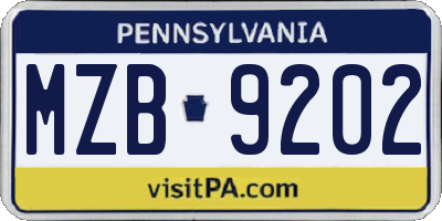 PA license plate MZB9202