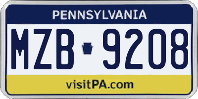 PA license plate MZB9208