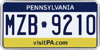 PA license plate MZB9210