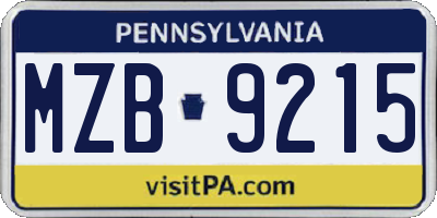 PA license plate MZB9215