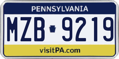 PA license plate MZB9219