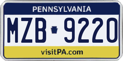 PA license plate MZB9220