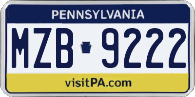PA license plate MZB9222
