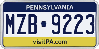 PA license plate MZB9223