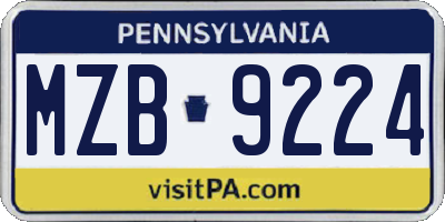 PA license plate MZB9224