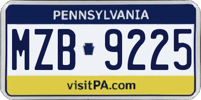 PA license plate MZB9225